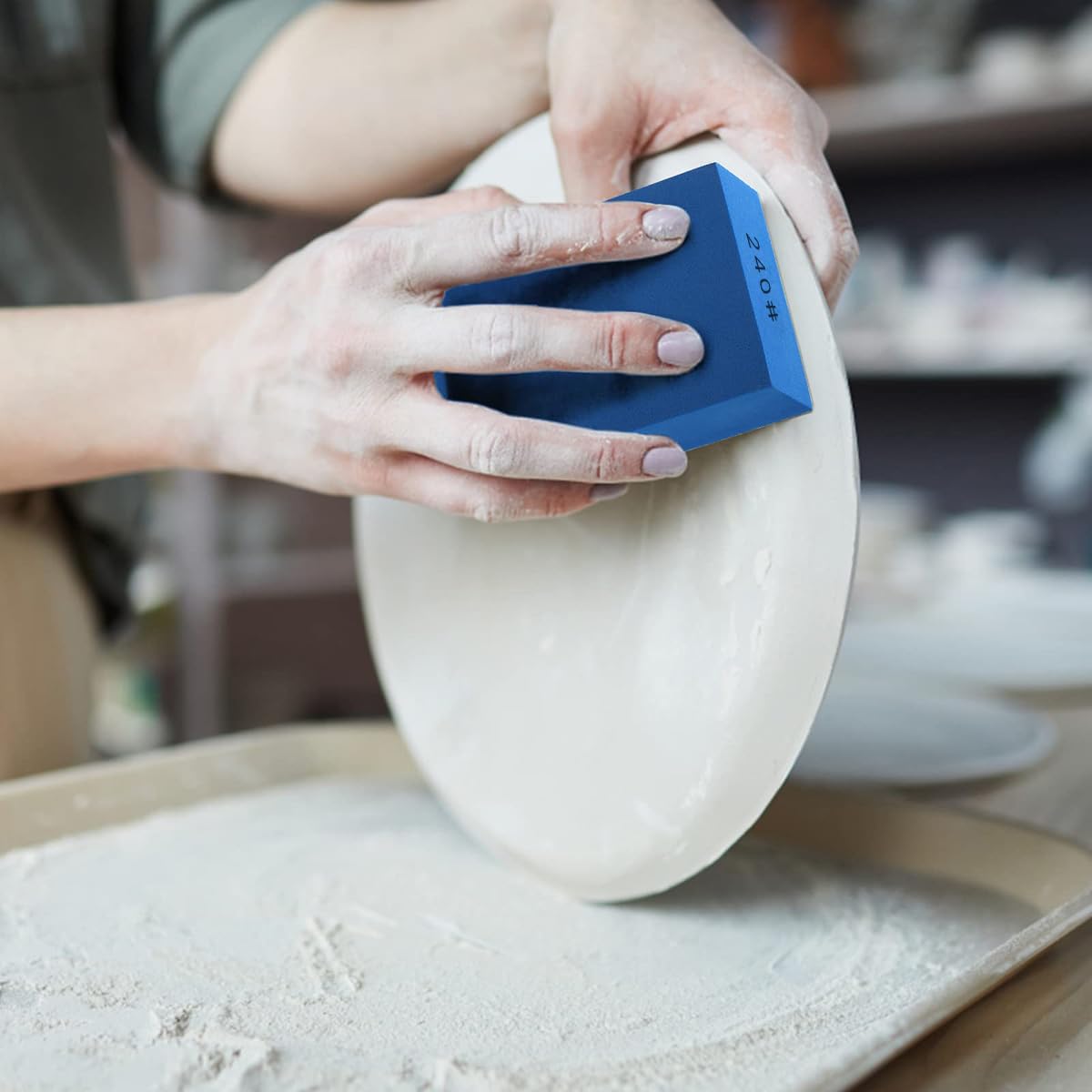 Serplex Diamond Hand Polishing Pads for Tile Glass and Marble with Foam Grip | 240 Grit