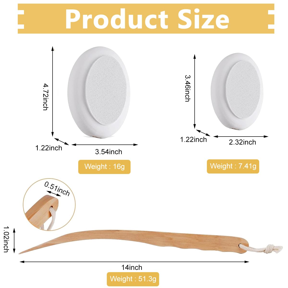 MAYCREATE Lotion Applicator for Back with 17 in Wooden Handle and 3 Replaceable EVA Heads | Bath and Shower Brush