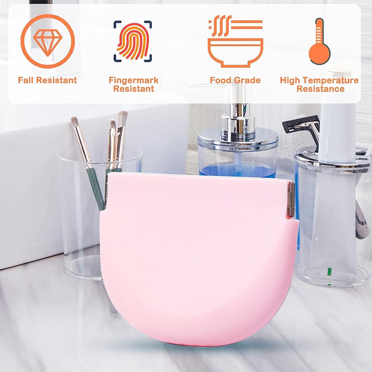 HANNEA Silicone Retainer Case for Aligners and Mouth Guards with Vent Holes | 90×75mm Food Grade Pink Pouch