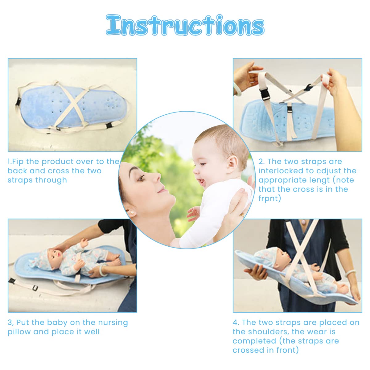 SNOWIE SOFT® Baby Feeding Pillow Pad for Nursing Maternity Pillow Newborn Carrier Back Support Feeding Pillow for Babies with Straps and Safty Belt, Ergonomic 45° Nursing Pillow for Mom Baby Gifts