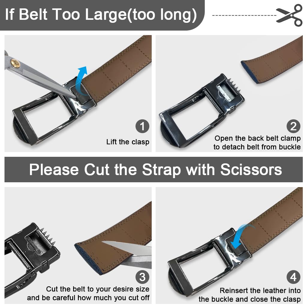 Zibuyu Belts for Men featuring Auto Lock Sliding Buckle with 110 130cm Adjustable Fit | Brown Leather Gift Choice