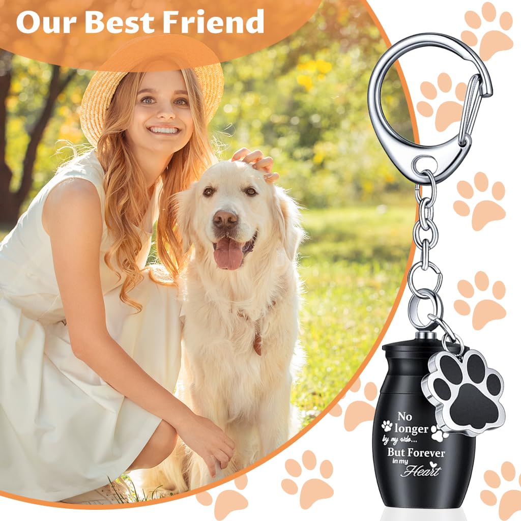 Qpets Dog Keychain for Pet Memorial with 25x15mm Urn Pendant and Paw Charm | Alloy Keepsake Gift