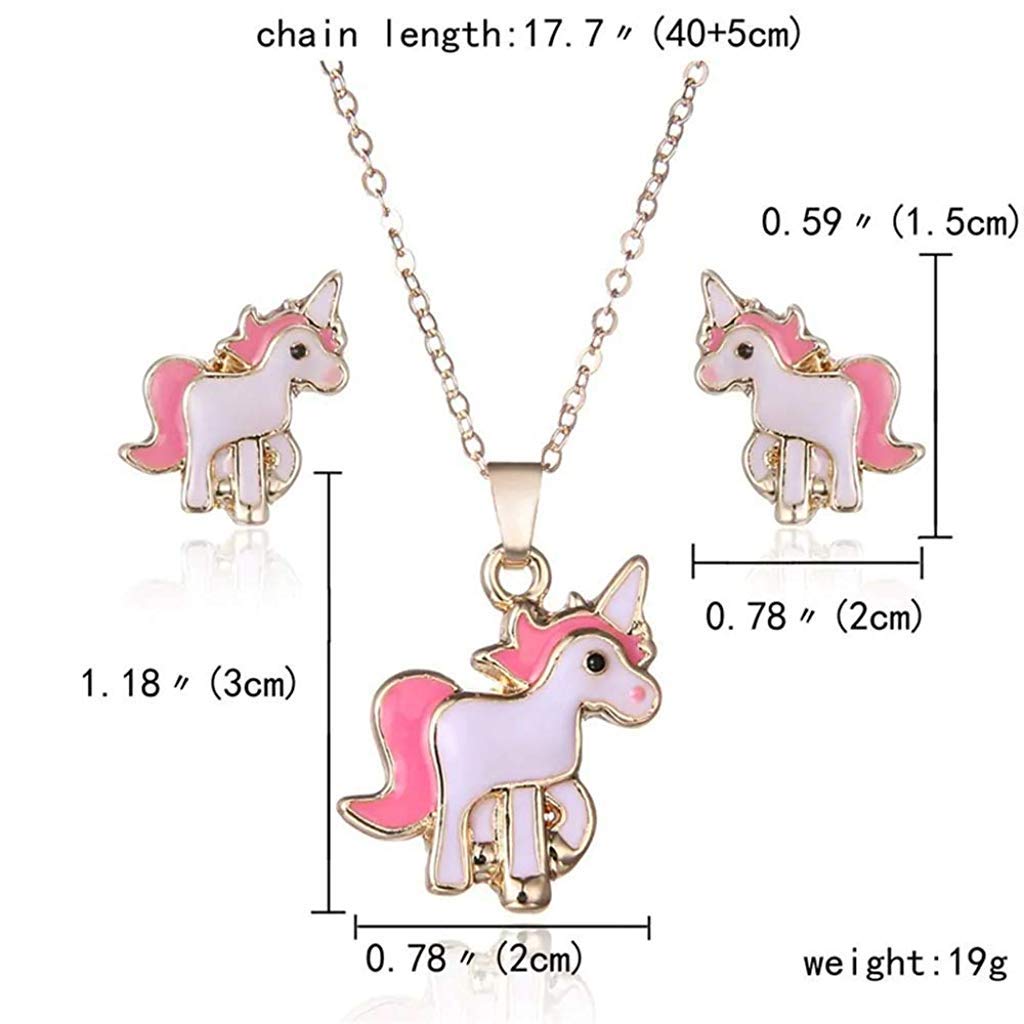 SANNIDHI Unicorn Necklace Jewellery Set for Girls with 17.7 in Chain & Pink Alloy Pendant | Cute Gift for Women