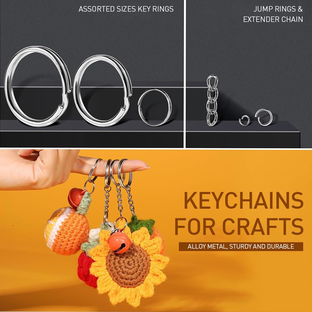 HASTHIP Keychain Clips Kit with 265pcs Metal Swivel Hooks and Rings for DIY Crafts | Organizer Set