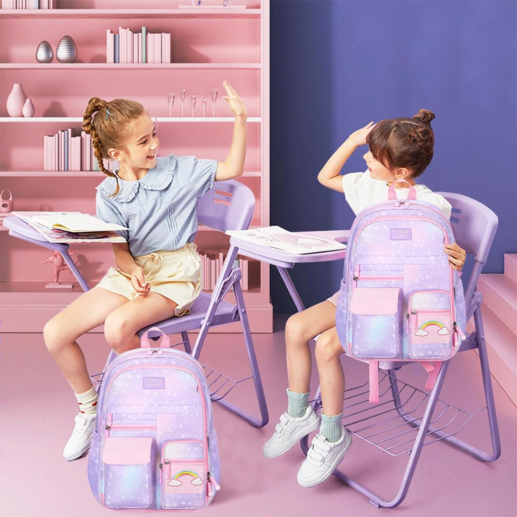 PALAY School Backpack for Girls with 32x28x45cm Capacity and Ergonomic Straps | Pink Set