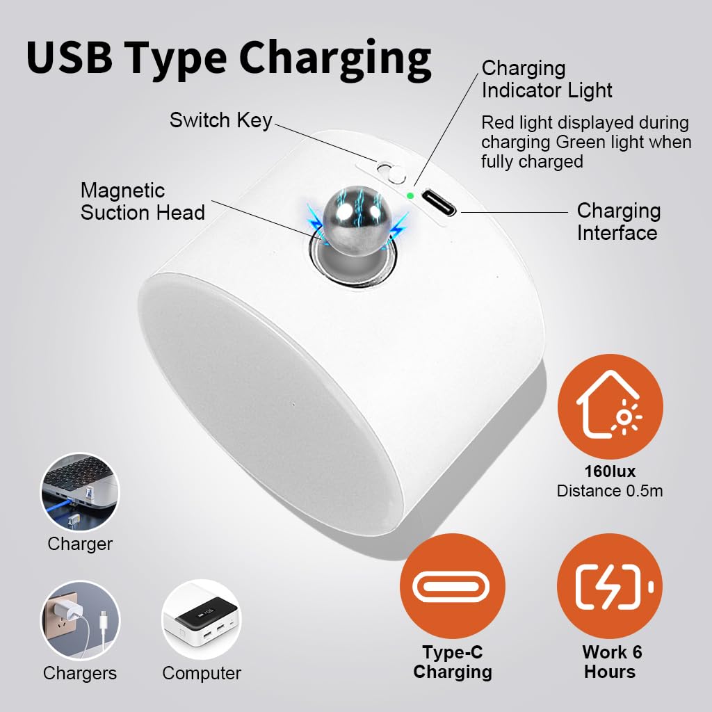 ELEPHANTBOAT Table Lamp for Study with 4 in 1 Design and 360° Magnetic Ball | USB Rechargeable