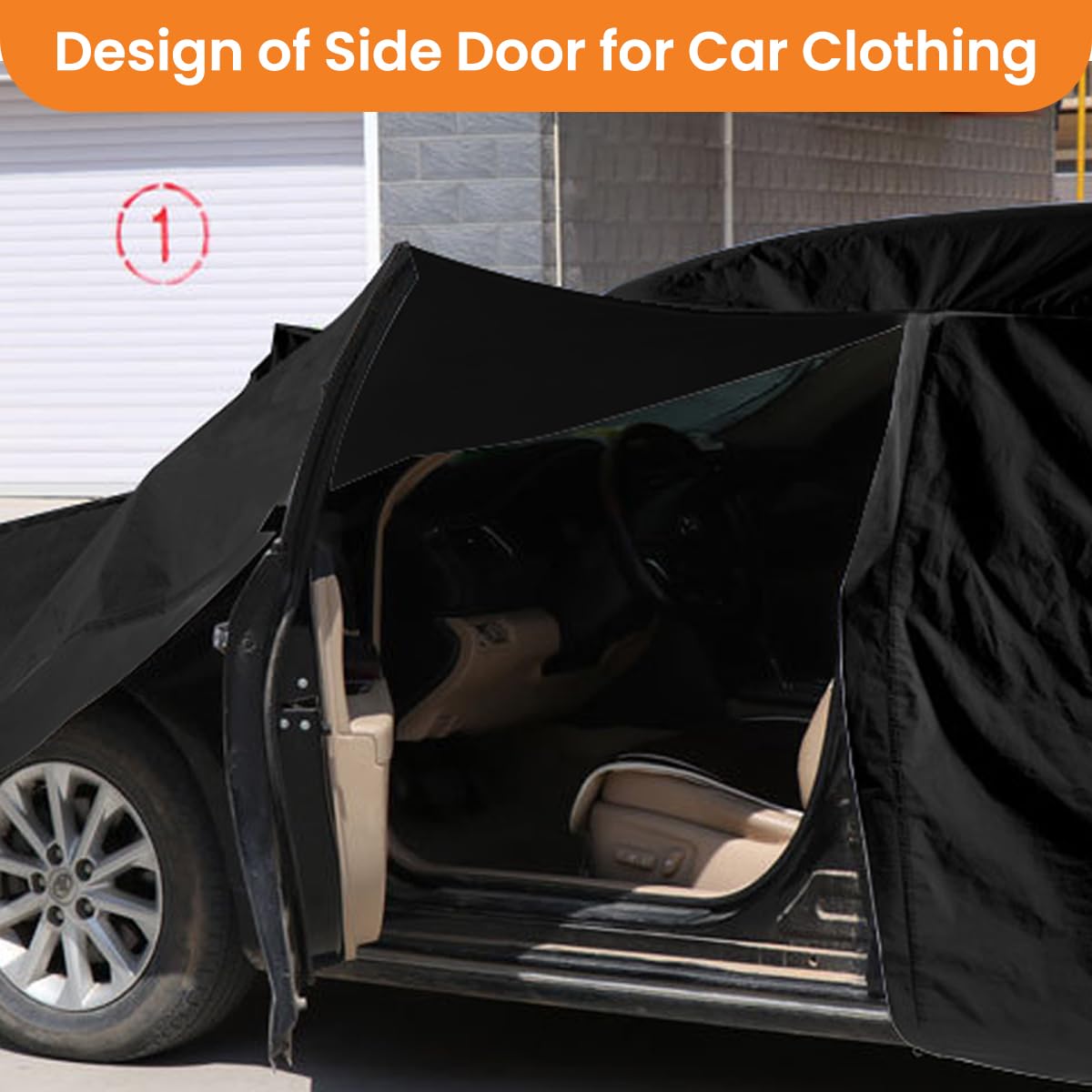 STHIRA® UV Resistant Car Cover Car Shield with Reflective Strips Outdoor Car Shield 210D Oxford Cloth Car Cover Universal Size Car Cover Rainproof Sunproof Windproof Car Cover, 13.1x5.9x5.2ft