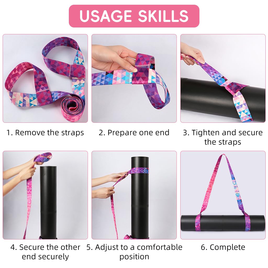 Proberos Yoga Mat Carrying Strap 5.5ft with Dual Hoops featuring Nylon and Green Mandala Print