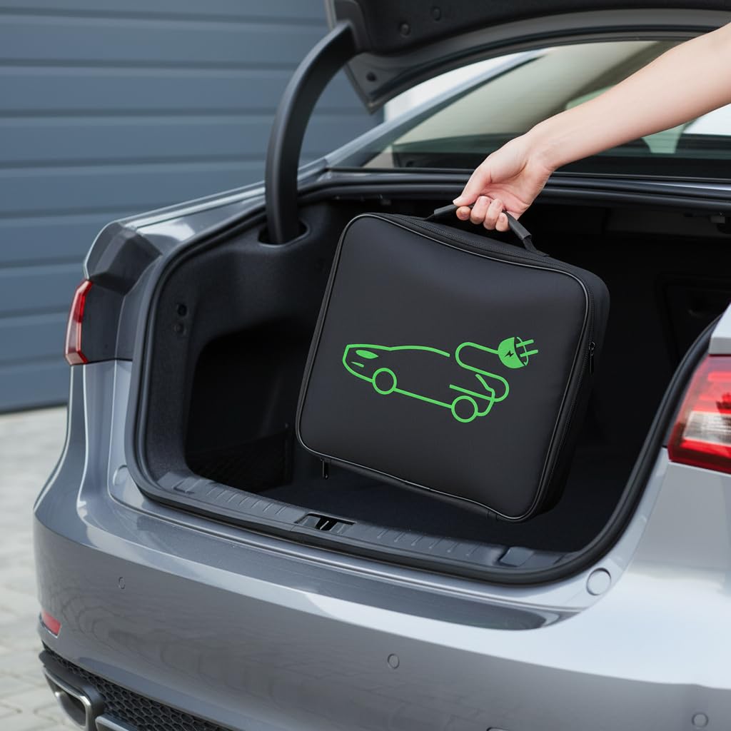 STHIRA E Vehicle Charging Gun Storage Bag for Car with Protective Foam Insert 32x32x10cm | Waterproof Oxford Cloth Organizer