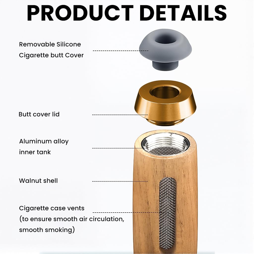 ZIBUYU Portable Mini Pocket Ashtray for Car and Outdoor Use featuring Closed Metal Holder 10.9x2.8cm Yellow Gold | Reusable Easy Clean Design