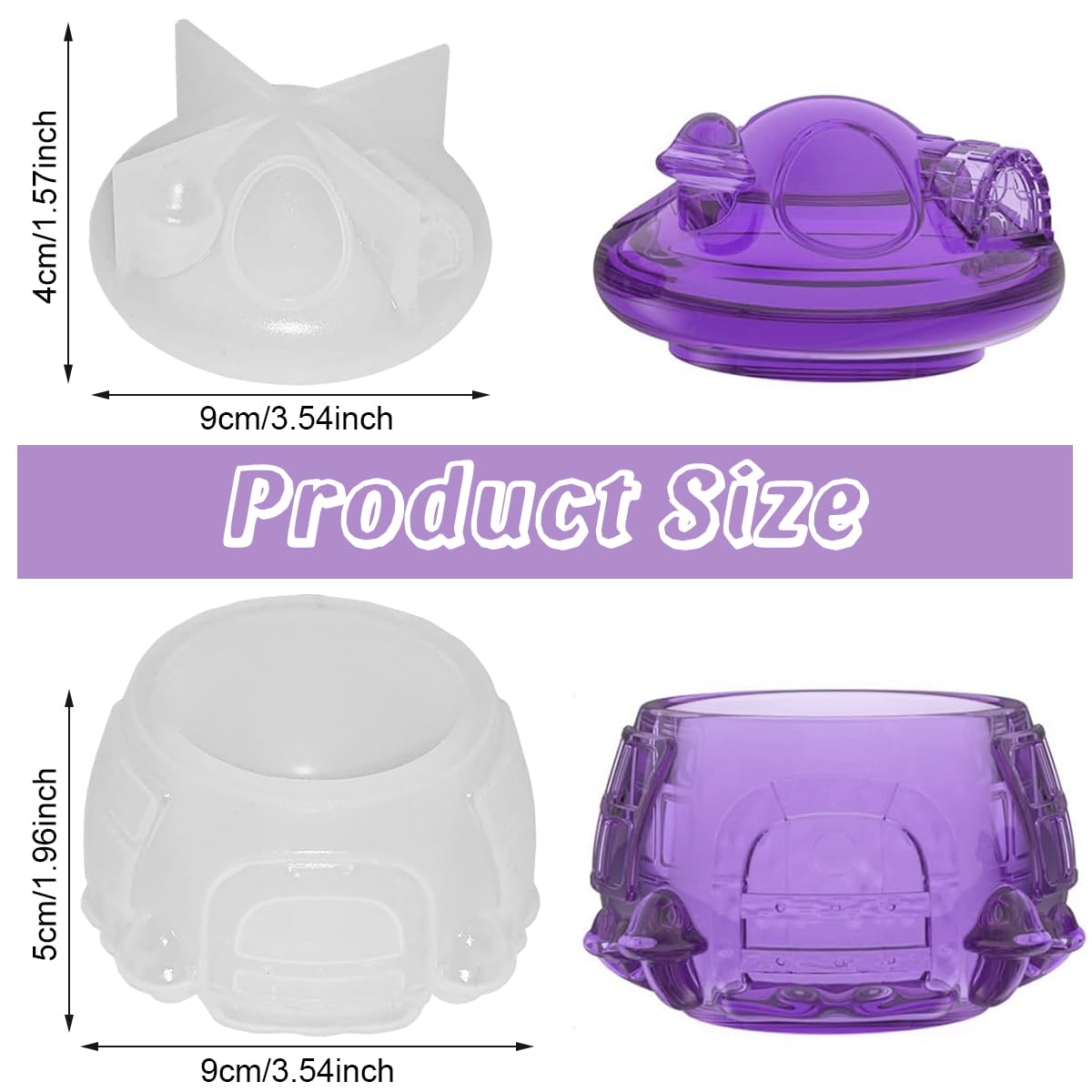 HASTHIP Silicone Resin Mold for DIY Mushroom House Jar with Lid featuring Roof Chimney Design