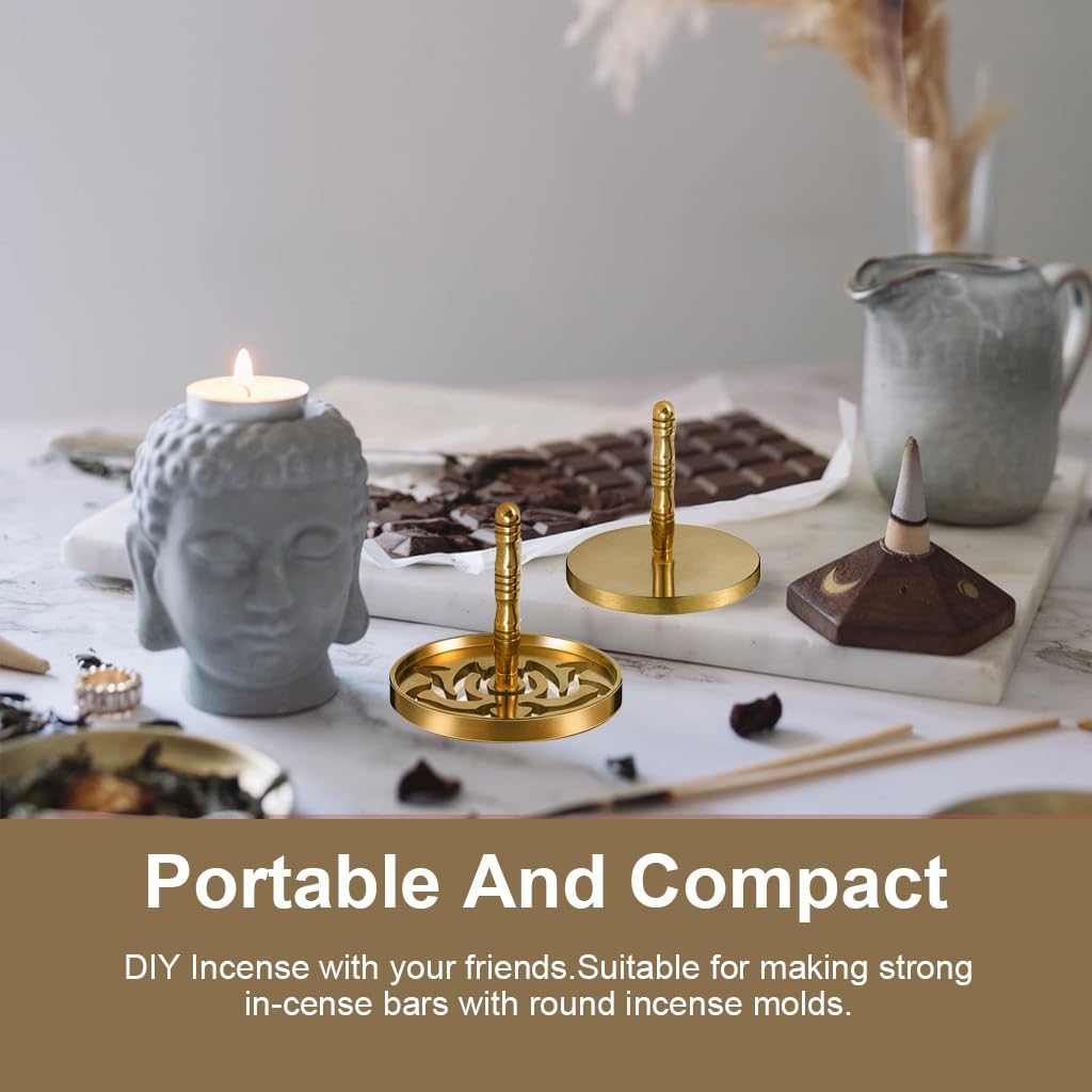 HASTHIP Brass Incense Making Kit for DIY Home Fragrance with Lotus Mold & Bamboo Handles | 5Pcs Tool Set