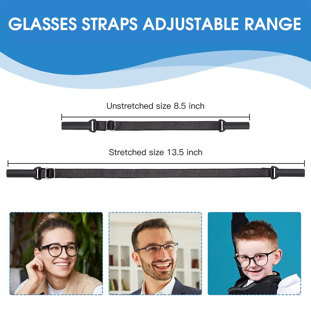 HASTHIP Eyeglasses Straps for Outdoor and Daily Use featuring Adjustable 23–40cm Elastic Holders | 3pcs Black Set for Adults