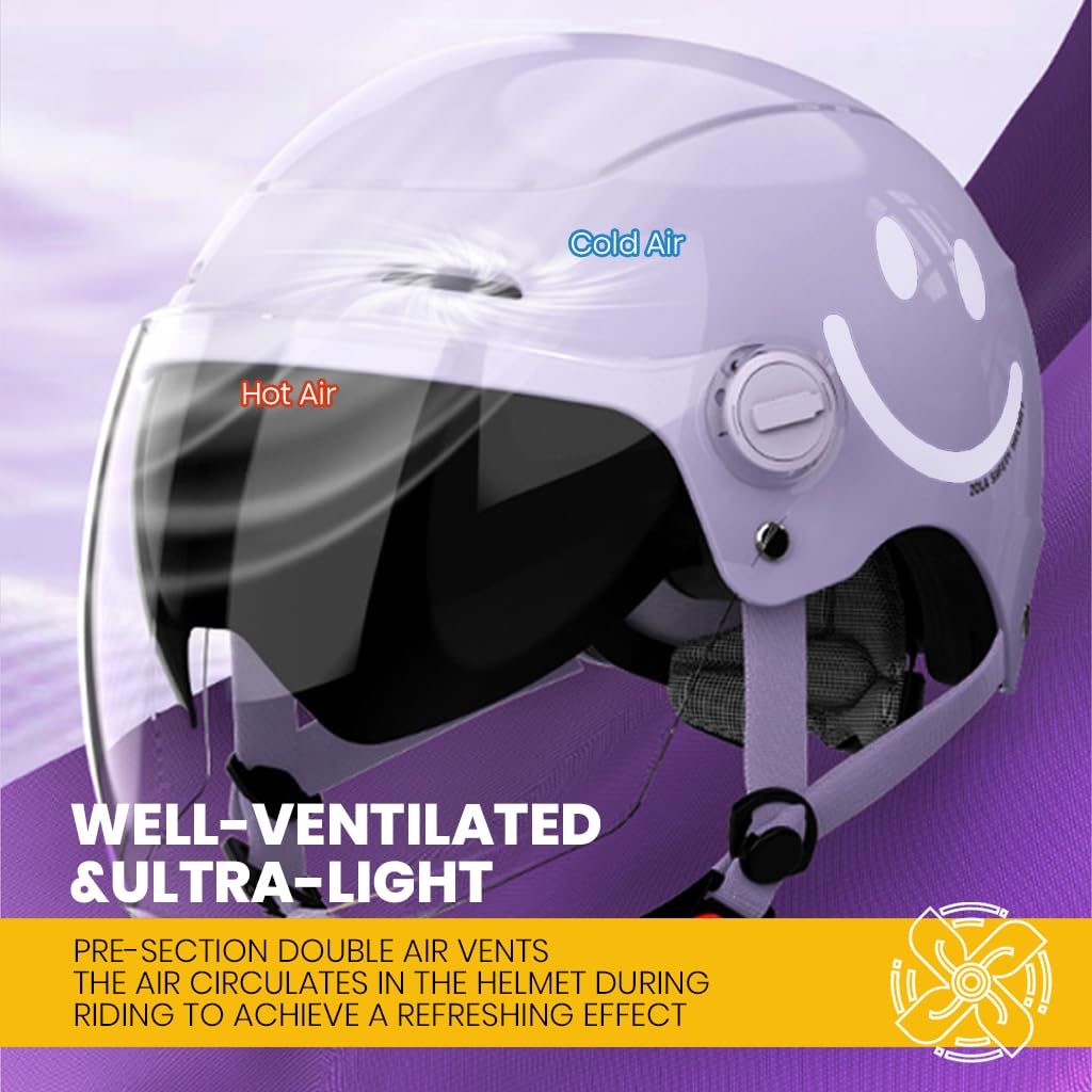 Proberos Adult Electric Bicycle Helmet for Scooter Riding with Detachable Goggle & Ear Muffs | Adjustable 54–65 cm Fit and Red Reflective Safety Sign