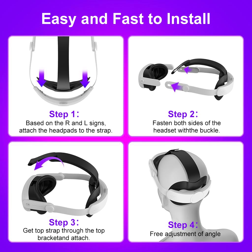 ZORBES® Elite Head Strap for Meta Quest 3/3S, Enhanced Adjustable Replacement Strap for VR Headsets, VR Accessories (No VR Headset Included)