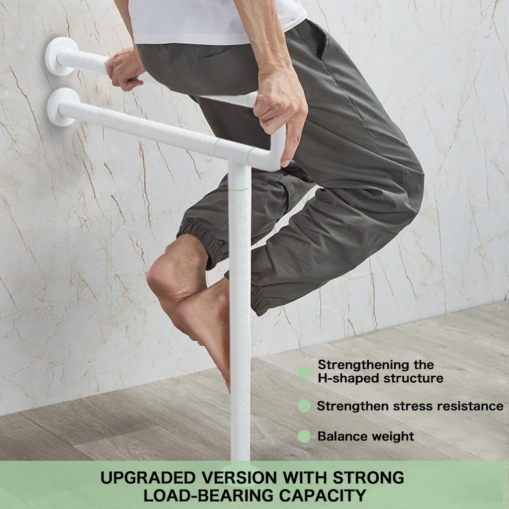 HANNEA Safety Grab Bar for Toilet with 268lbs Capacity and Foldable Screw-Fixed Design | Adjustable Aluminum Alloy Handrail for Elders