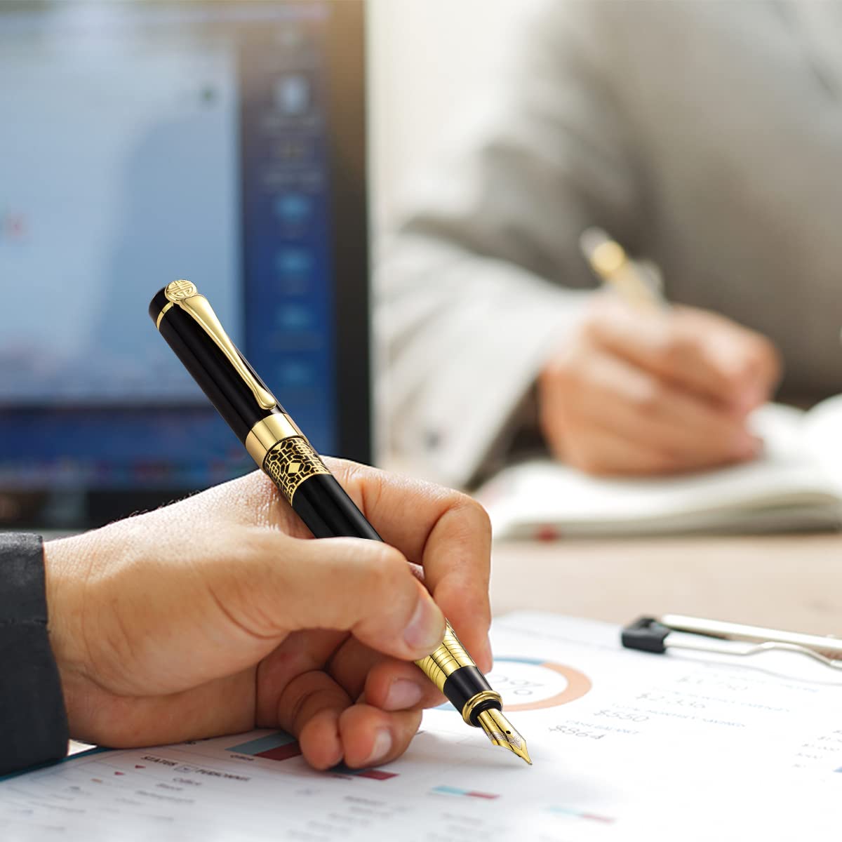 HASTHIP Fountain Pen Gift Set with 200 Page Notebook featuring Iridium Nib | Metal Body