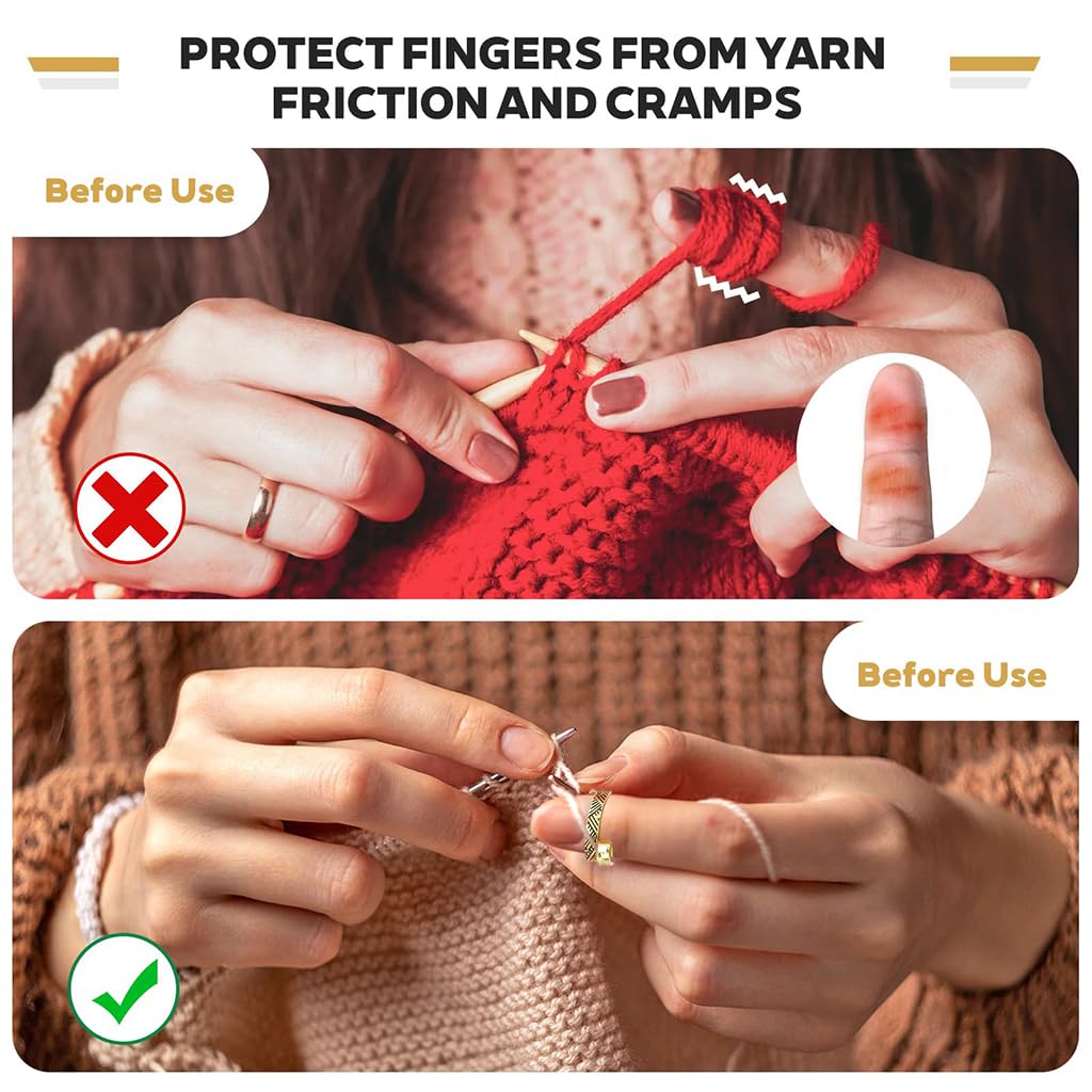 ZIBUYU Knitting Crochet Loop Rings for Yarn Control and Comfort 2 Pack Silver Alloy | Prevents Tangles