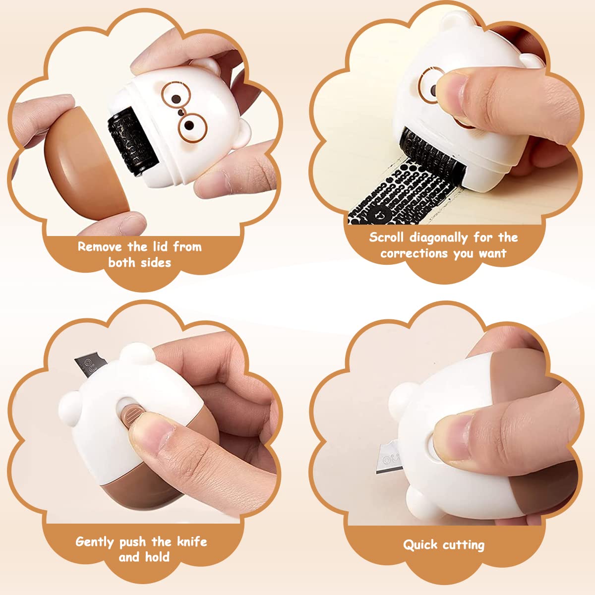 Climberty Identity Protection Roller Stamp for Privacy with 9 mm Blade and Refillable Ink | Brown