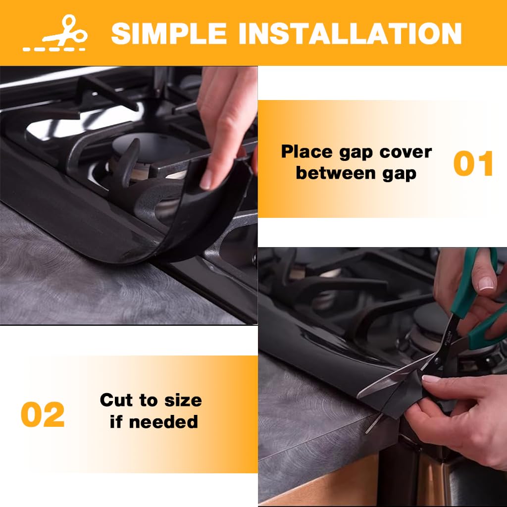 HASTHIP Silicone Stove Gap Filler for Kitchen Gaps featuring Trim to Fit Design 30 in Black