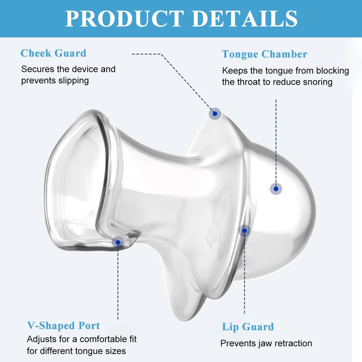 HANNEA Anti Snore Tongue Stabilizing Tool for Sleep Relief with Ergonomic Sleeve and Soft Silicone Case