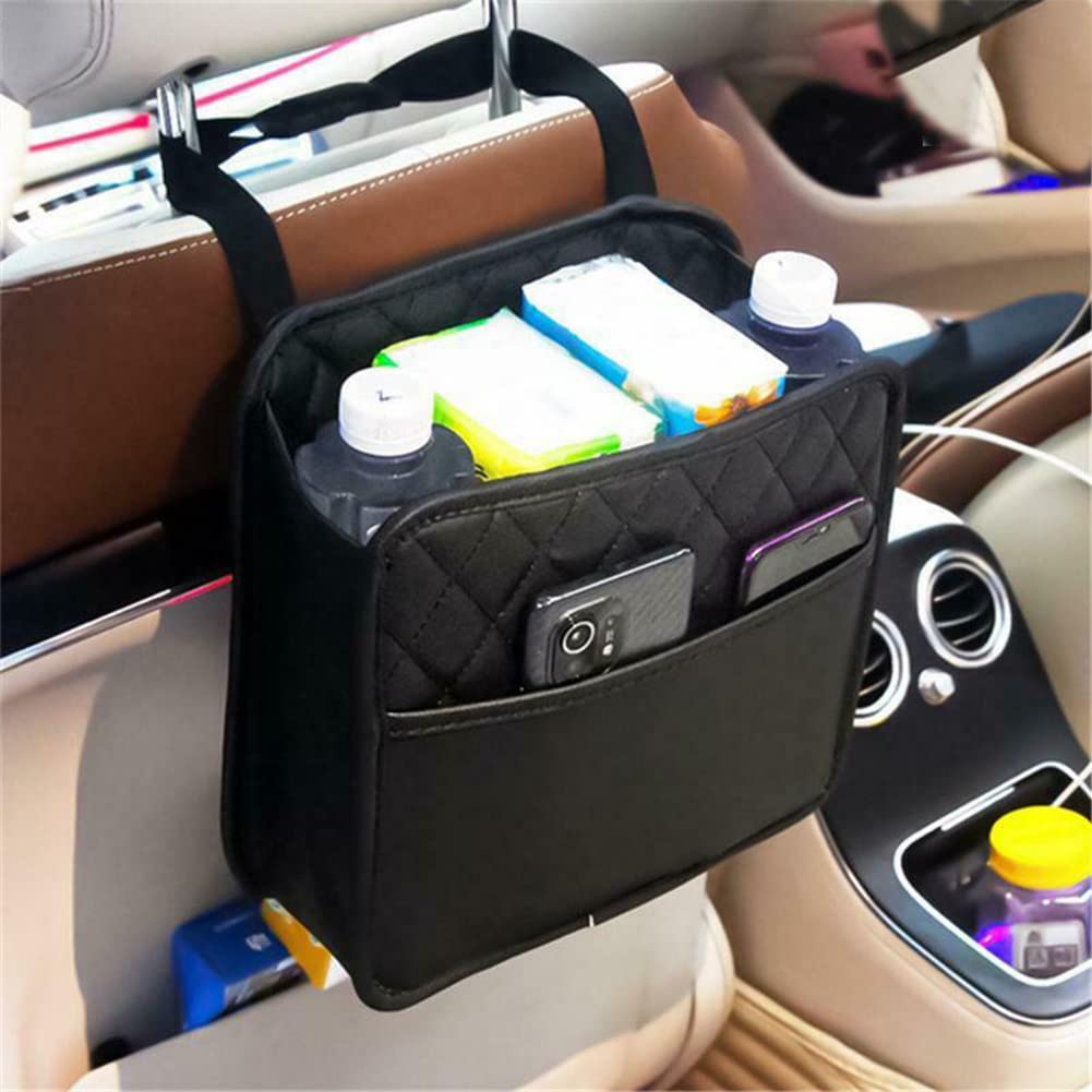 STHIRA Car Back Seat Organizer for Travel with Quick Release Buckle and PU Leather 25x22.5 cm