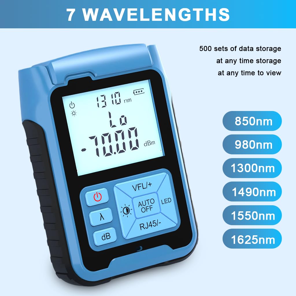 Serplex Optical Power Meter for Fiber Installation with 850–1625nm Range and LED Display