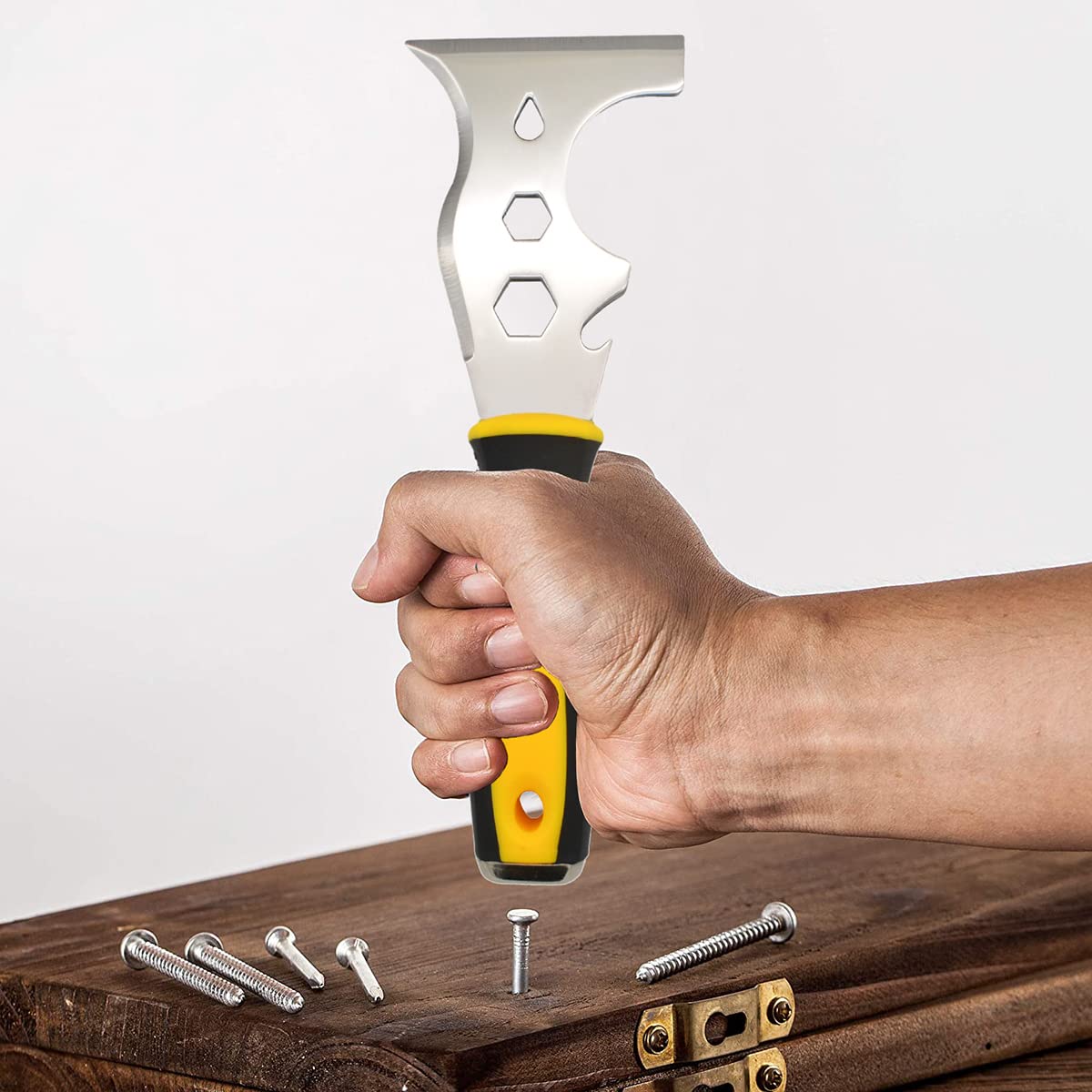 HASTHIP Putty Knife 13 in 1 Multi Purpose Scraper for Drywall Finishing with Ergonomic Handle | Stainless Steel Blade