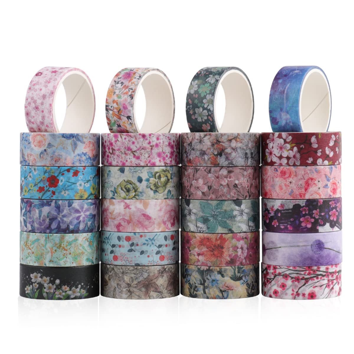 HASTHIP® 24 Roll Washi Tapes Set For Journal Floral Theme Vintage Washi Tape Aesthetic Decorative Tape Washi Tape Perfect for Scrapbook, Bullet Journal