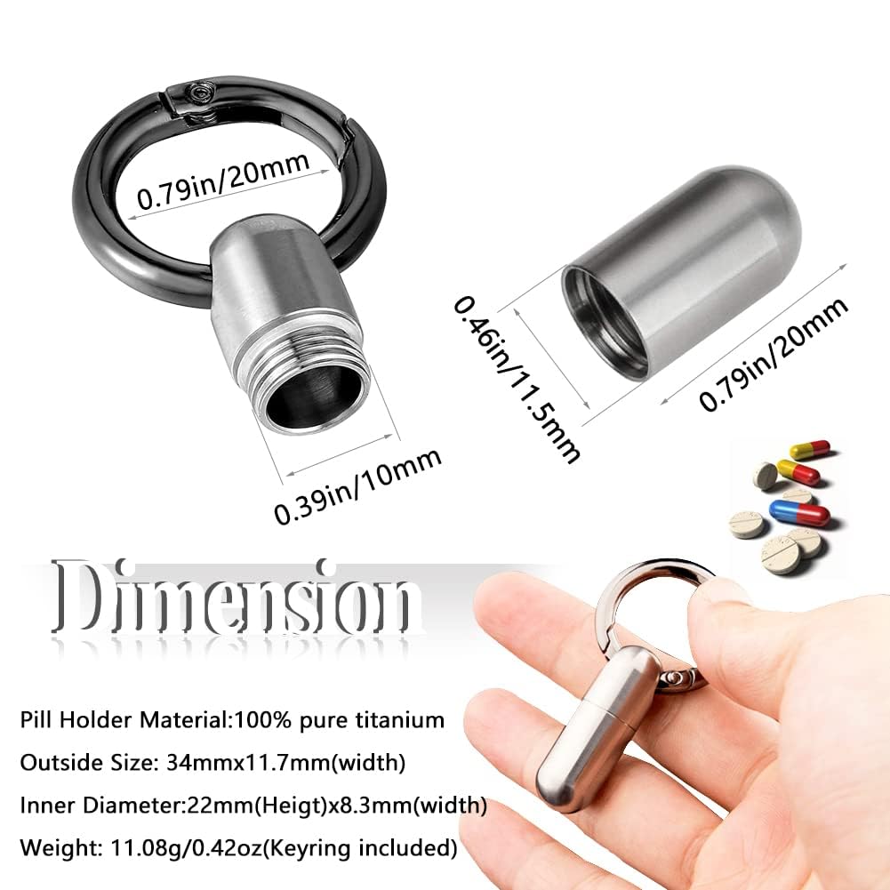 HANNEA Micro Keychain Pill Holder for Compact Travel Storage with 9.7x18mm Slim Design