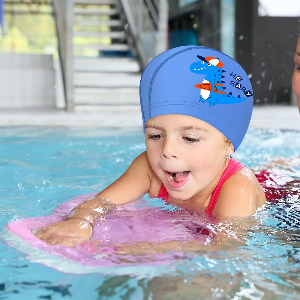 Proberos Swimming Cap for Kids with PU Coated Elastic Fit 3 pcs | Waterproof and Chlorine Resistant