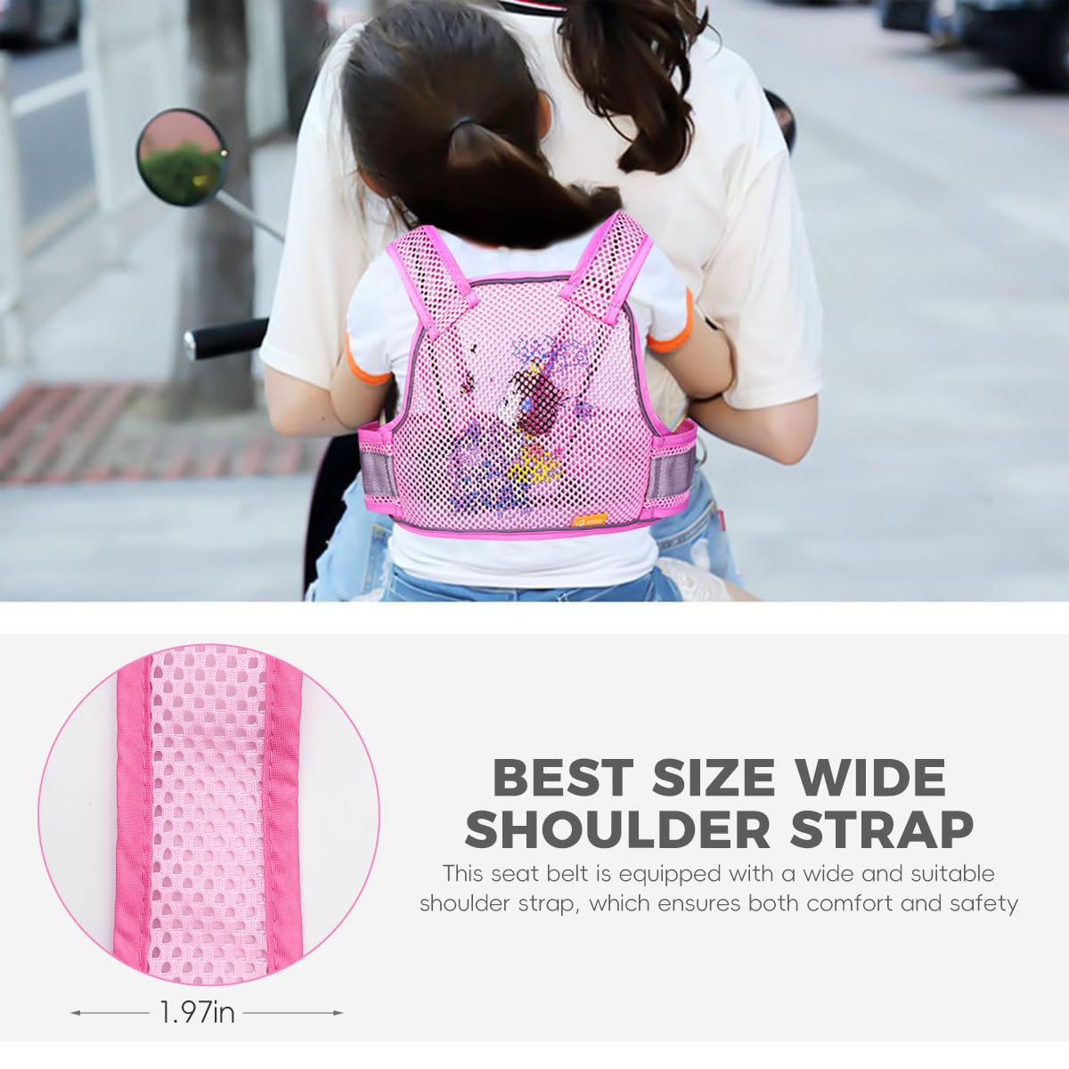 SNOWIE SOFT Kids Safety Belt for Two Wheeler with Four Strap Harness and Breathable Mesh | Adjustable Child Seat Belt for Ages 3–10