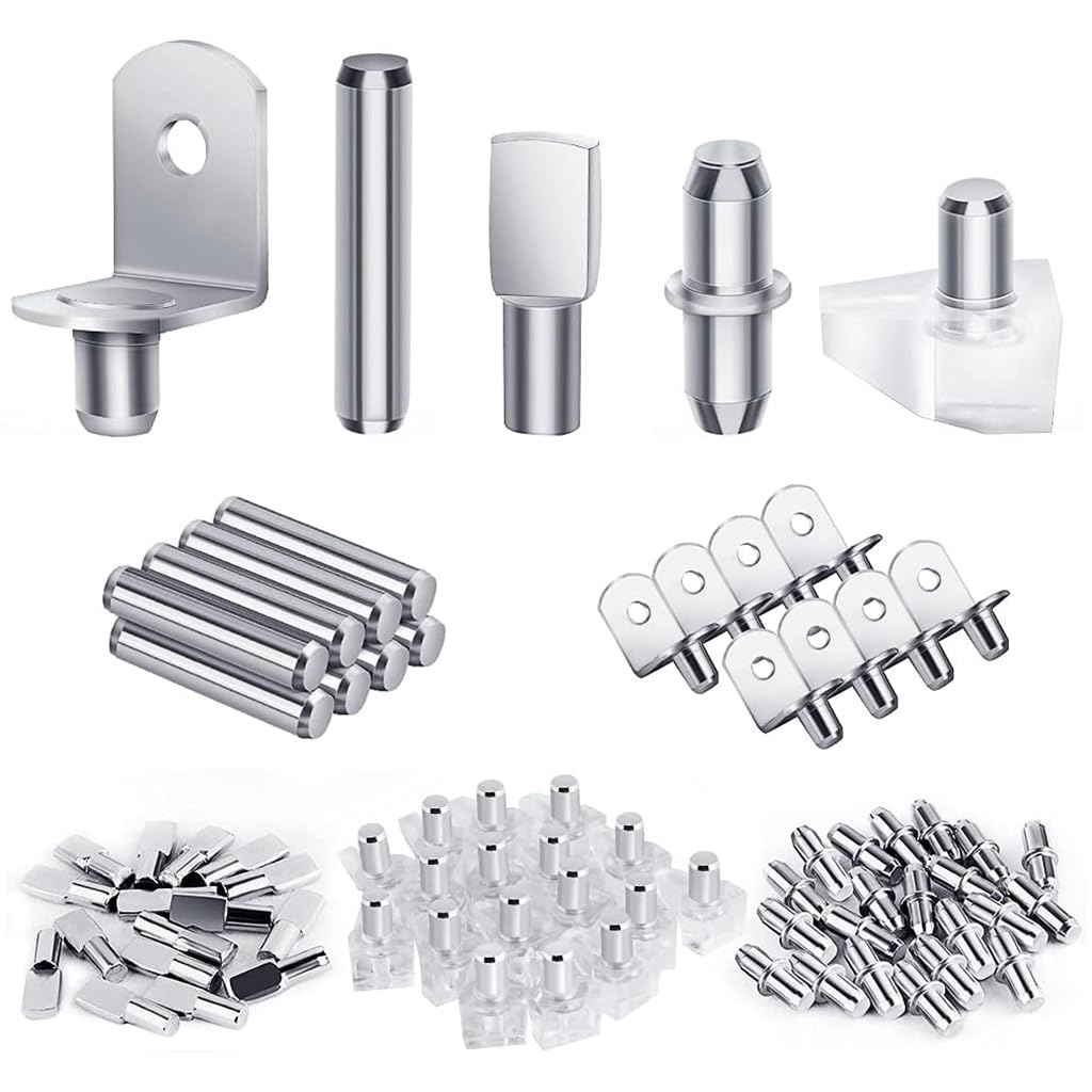 Serplex Shelf Support Kit for Cabinets and Bookshelves featuring 150 Pegs 5mm & 6mm | Nickel-Plated Metal