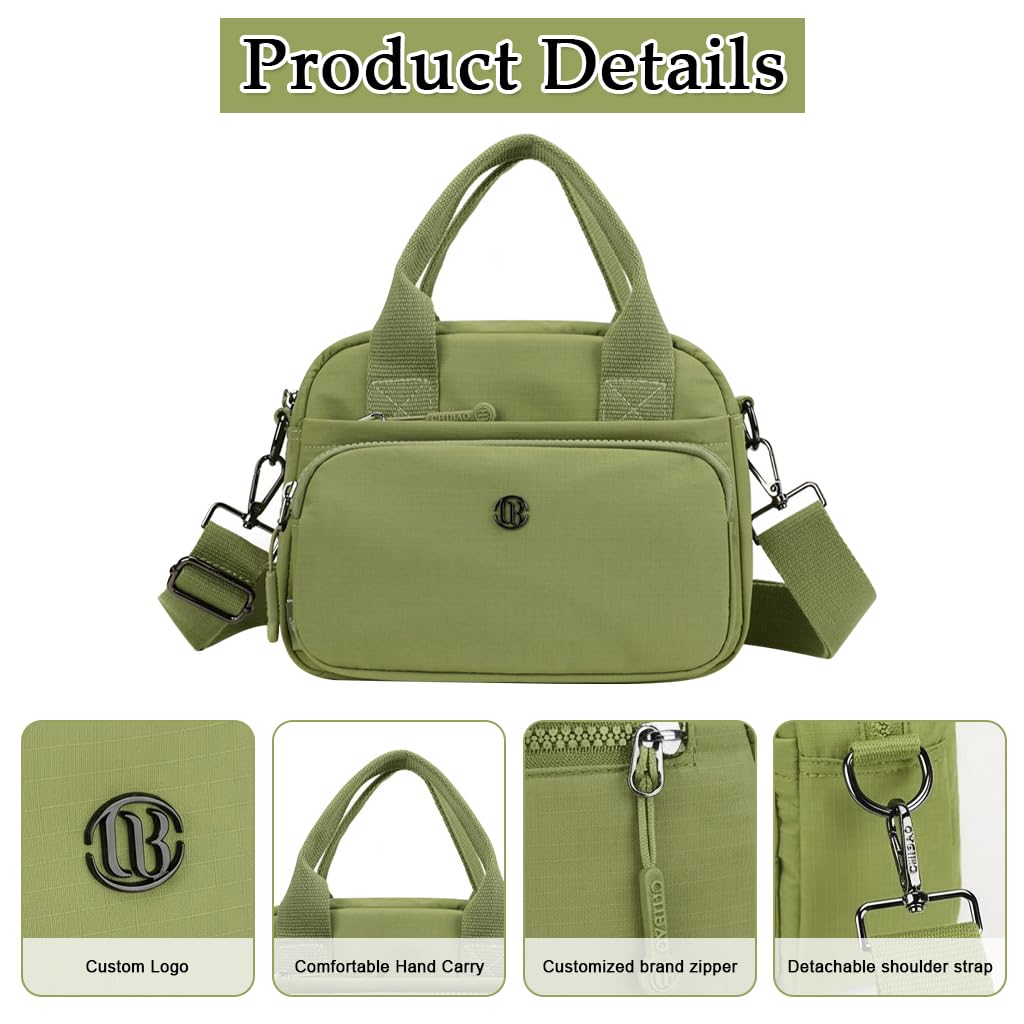 Zibuyu Mini Nylon Crossbody Bag for Women with Multi Pockets and Adjustable Strap | Lightweight Waterproof Shoulder Purse for Travel