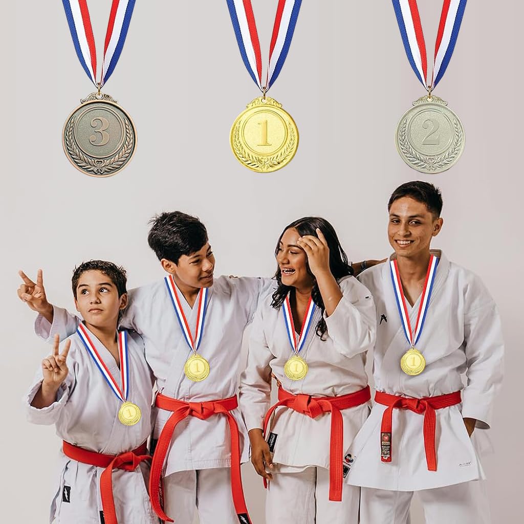 Proberos Award Medals Set for Sports Events and School Competitions | 3pcs 52mm Zinc Alloy with Ribbons