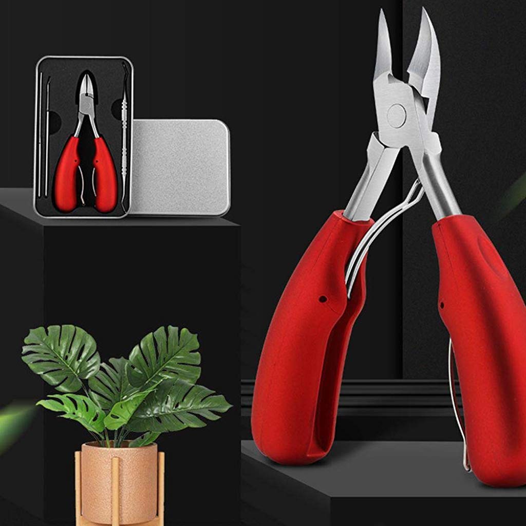 MAYCREATE Toe Nail Clipper for Ingrown or Thick Toenails with Double Spring and ABS Handle | 5PCS Stainless Steel Pedicure Kit