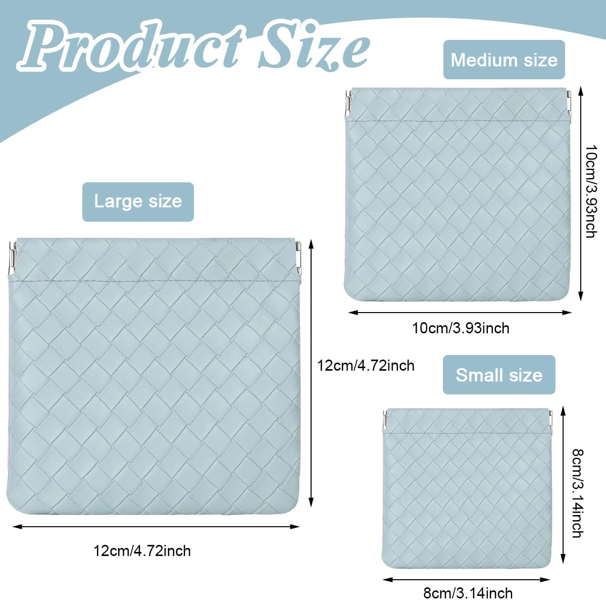 MAYCREATE Makeup Pouch Set for Travel with Pinch Open Design and 3 Sizes 8x8cm to 12x12cm Blue