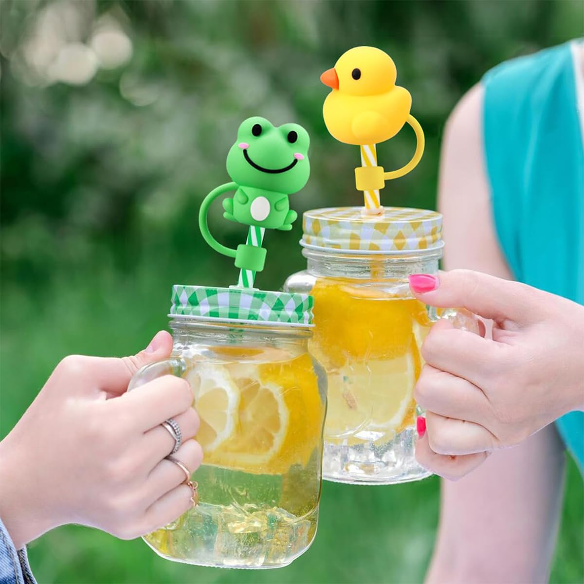 ZIBUYU® 5pcs Cartoon Straw Cap for Stanley Cup Glass Straw Kids Straw Dustproof Cover Cute Cartoon Straw Tips Cap Reusable Anti-Lost Straw Plugs for 10mm Diameter Drinking Straws