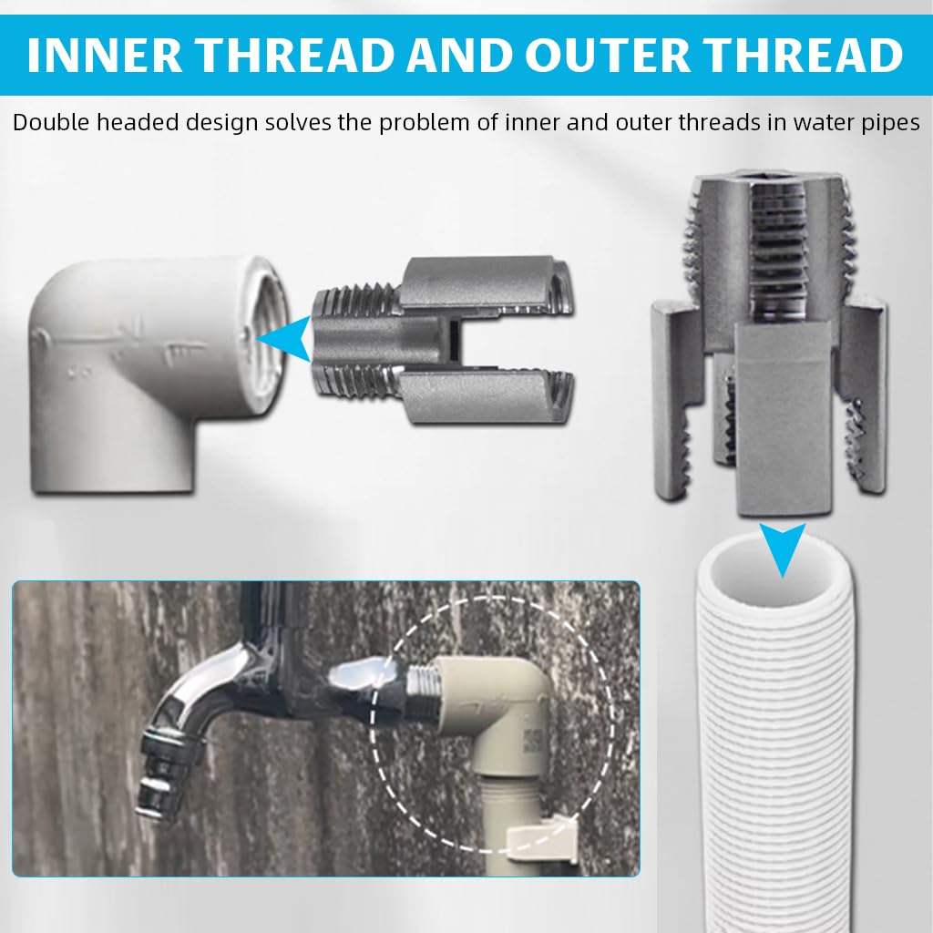 Serplex Pipe Threading Die Head for Electric Drill with 2 in 1 Internal External Design 3PCS