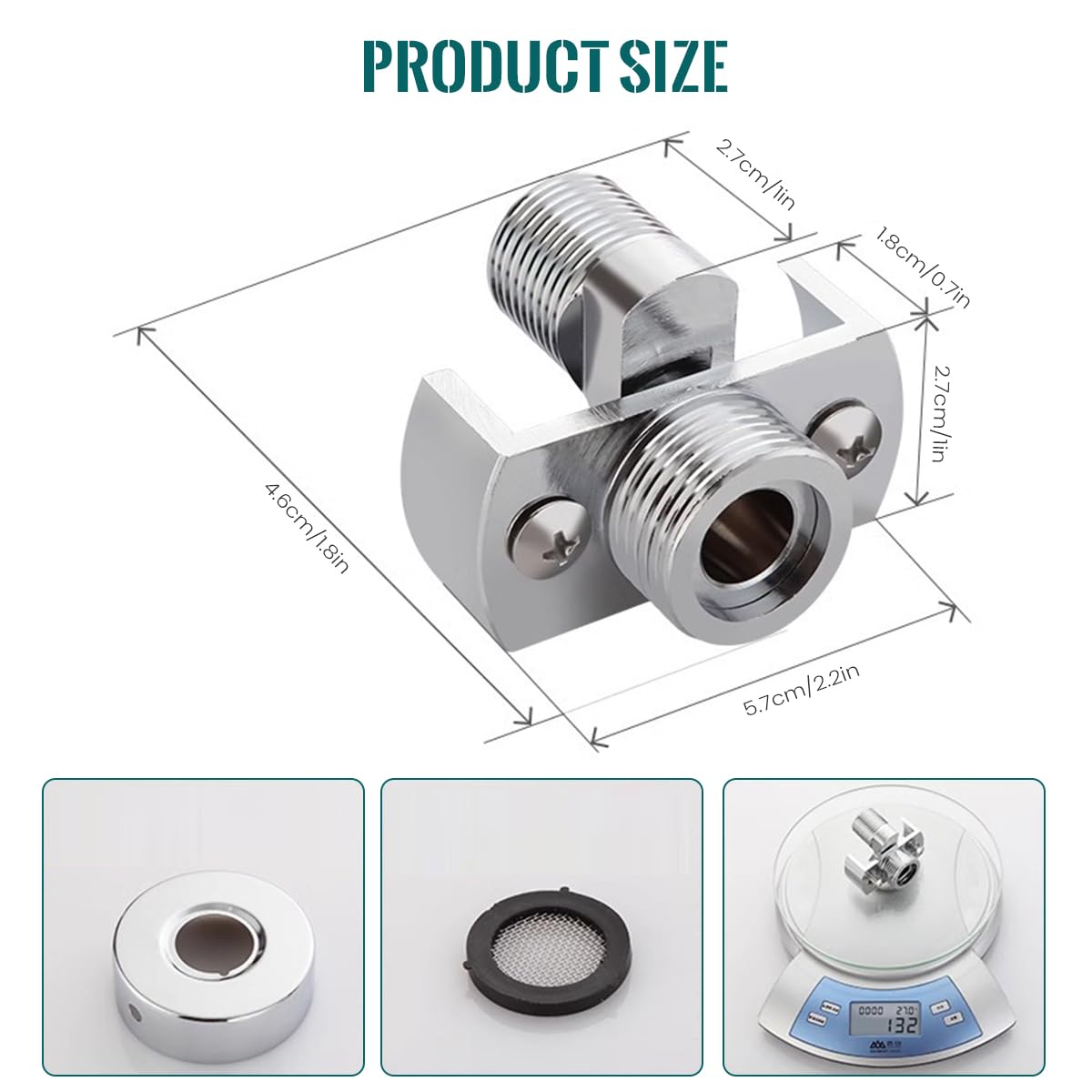 Supvox Shower Retrofit Bracket for Easy Adjustment with Electroplated Copper Silver Finish | Universal Swivel Mounting Adapter
