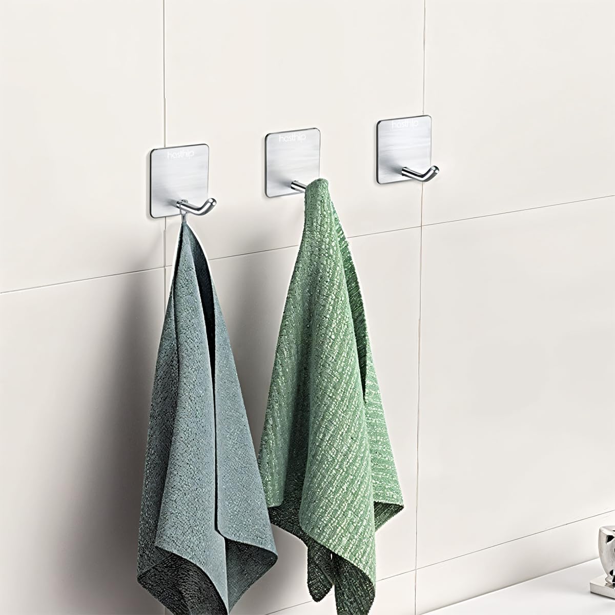 HASTHIP Suction Cup Hooks for Bathroom and Kitchen with Dual Hook Design | 2pcs Clear Plastic Holders