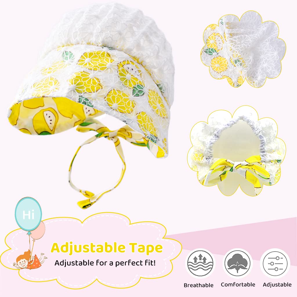 MAYCREATE® Baby Hats for Girls,Sun Hats for Baby Toddler Girls,Summer Hat Cartoon Lemon Print Lace Edging Bucket Hat for Outdoor UV Protection Hat