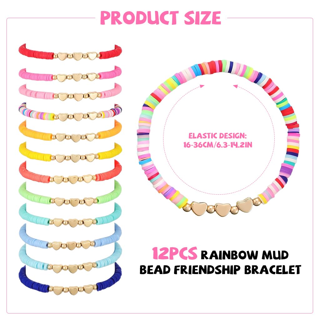 SANNIDHI Friendship Bracelets Set for Girls with Heat-Link Charms and 12 Rainbow Clay Beads | Ideal Gift for Sisters and Festivals