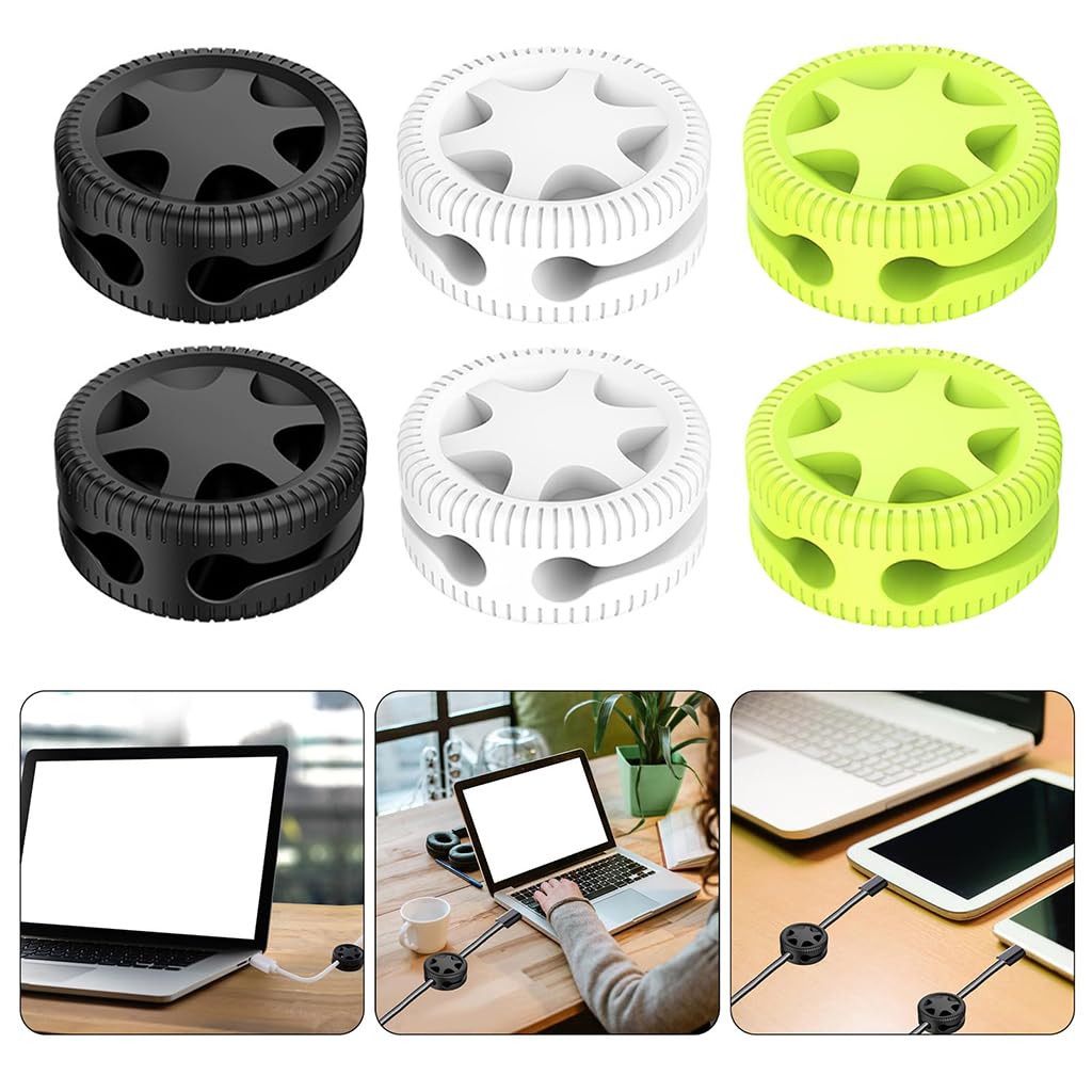 Serplex Cable Organizer for Desk and Home with Dual Slot Design and Silicone Build | 6 Pcs