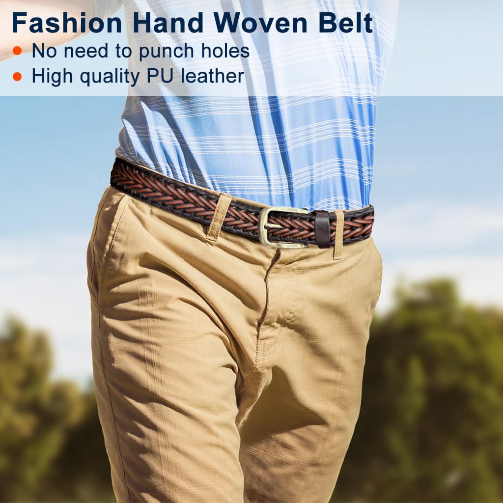 GUSTAVE Belts for Men featuring Braided PU Leather and Alloy Buckle | 125CM Adjustable Fit