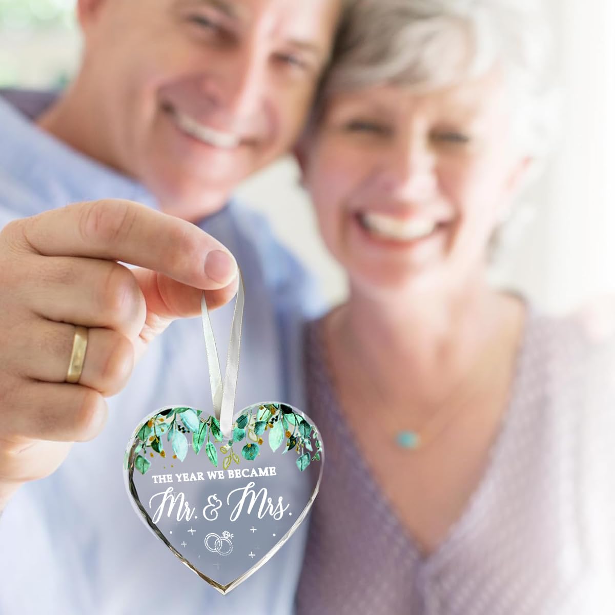 HASTHIP Wedding Gifts for Couples featuring 3.07×2.95 in Heart Glass Ornament | 2025 Newlywed Keepsake