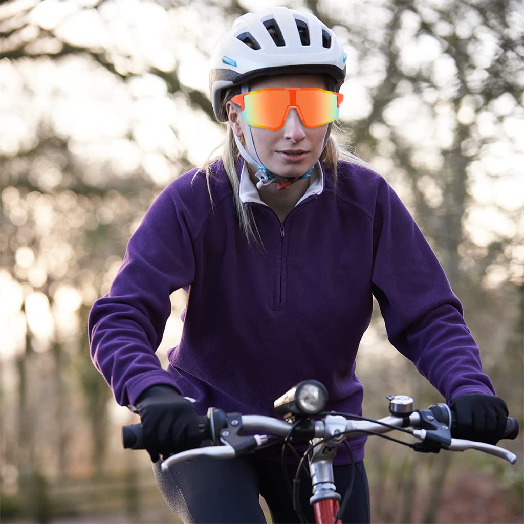 GUSTAVE UV400 Cricket Sunglasses for Outdoor Sports with Polarized Lens | Orange Frame 150mm