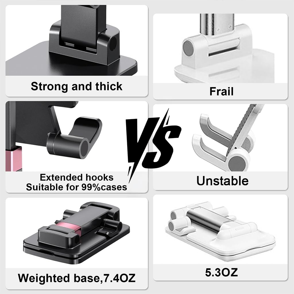 ZORBES Phone Stand for Desk and Travel with Adjustable Height & Tilt | Anti Slip Base
