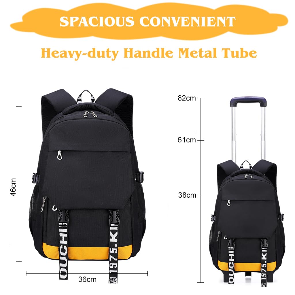 Climberty School Bag for Kids featuring Dual 3 Wheel Trolley and Detachable Stand | PU Backpack