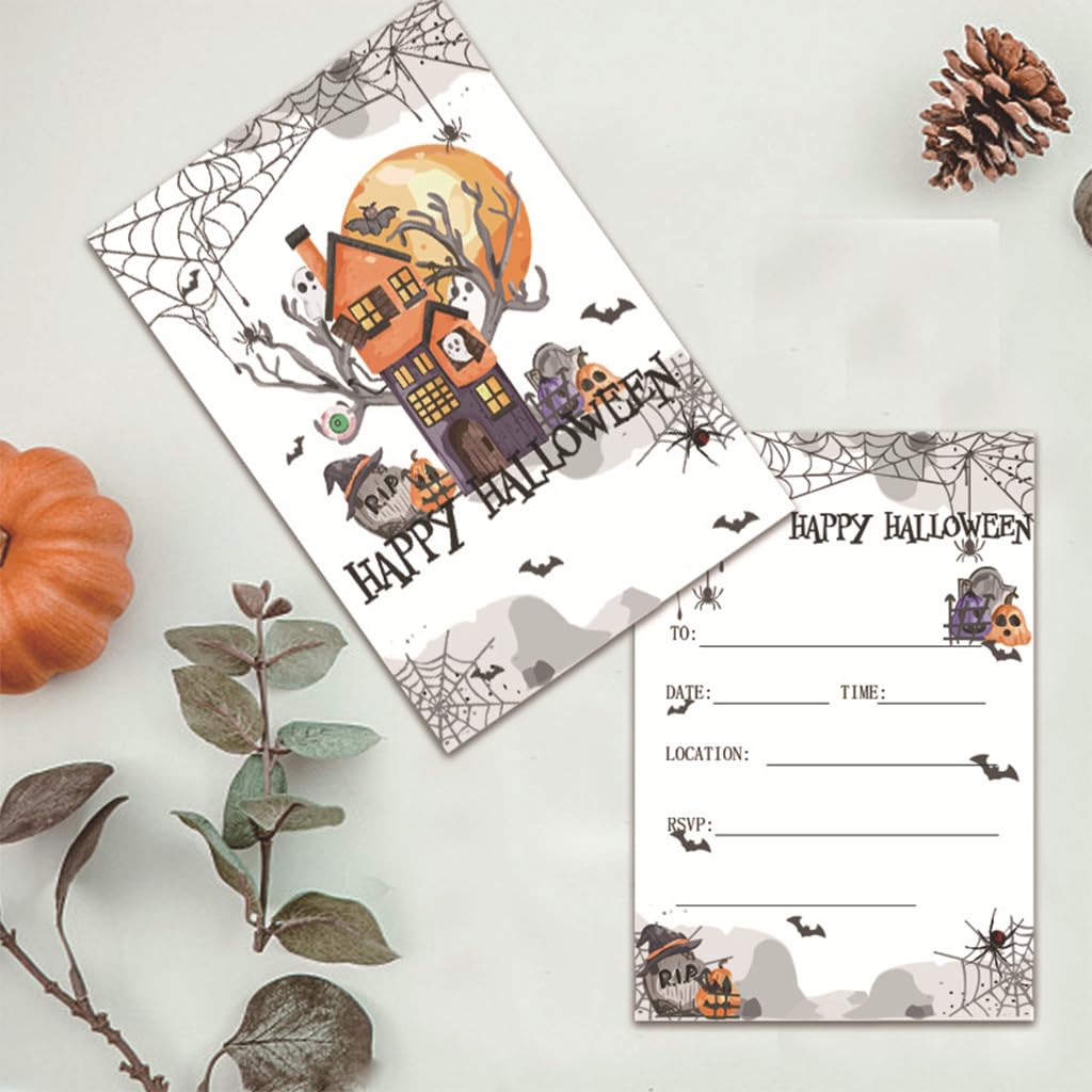 HASTHIP Halloween Party Invitation Cards for Friends and Family featuring Double Sided Design and 10 Pack Set